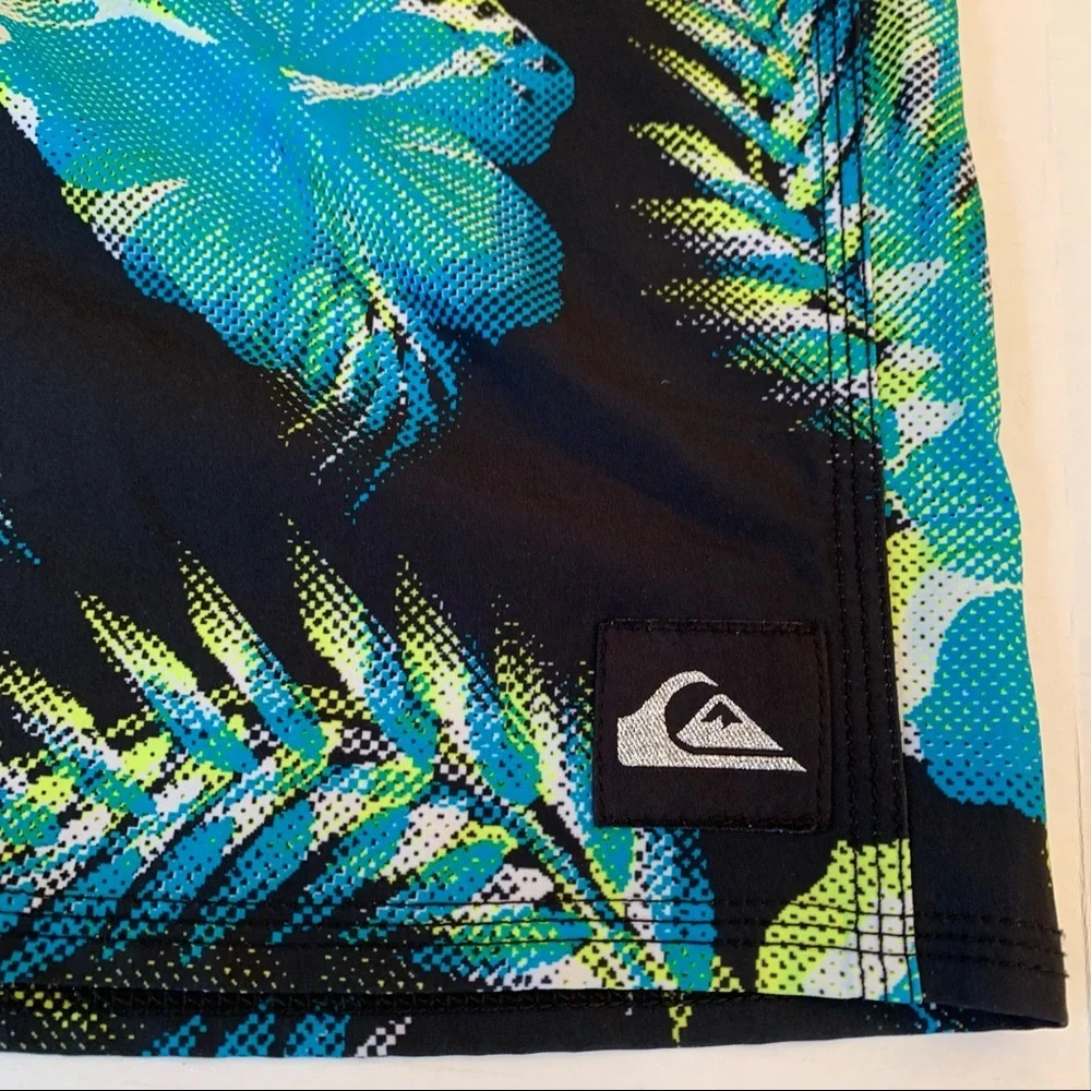 QUIKSILVER Black, Blue Green and Yellow Swim Trunks